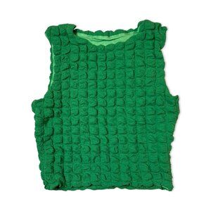 y2k Emerald Green Bubble Crop Top with Stretch - Size Small